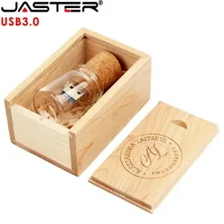 JASTER USB 3.0 Glass drift bottle with Cork USB Flash Drive glass bottle pendrive 4GB 8GB 16GB 32GB 64GB Custom LOGO