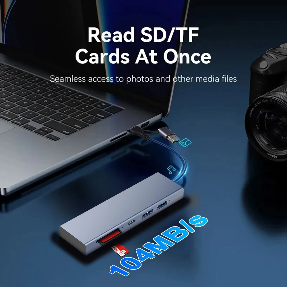 5-In-2 Usb C Hub Usb 3.0 Hub Type C Docking Stations Usb Splitter 5Gbps Hoge Snelheid Transmissie Adapter Otg Voor Laptop Macbook