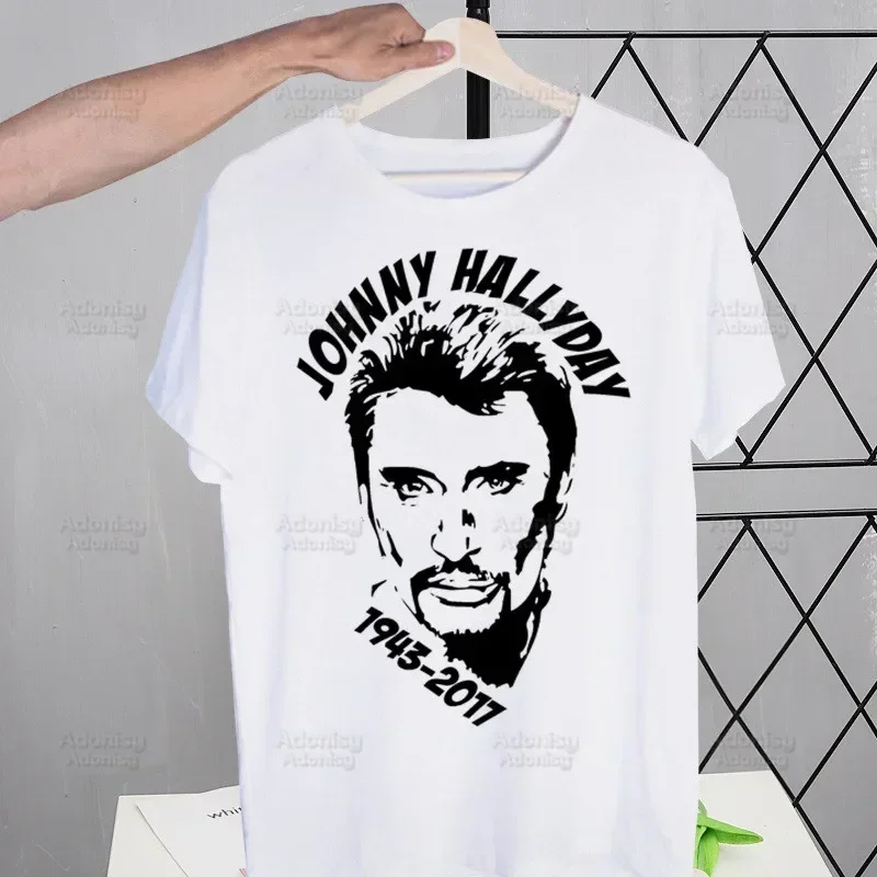 Johnny Hallyday Singer Rock  Harajuku Men's tshirt Printed Unisex Short Sleeve T shirt Cool Cartoon Casual T-shirt Male