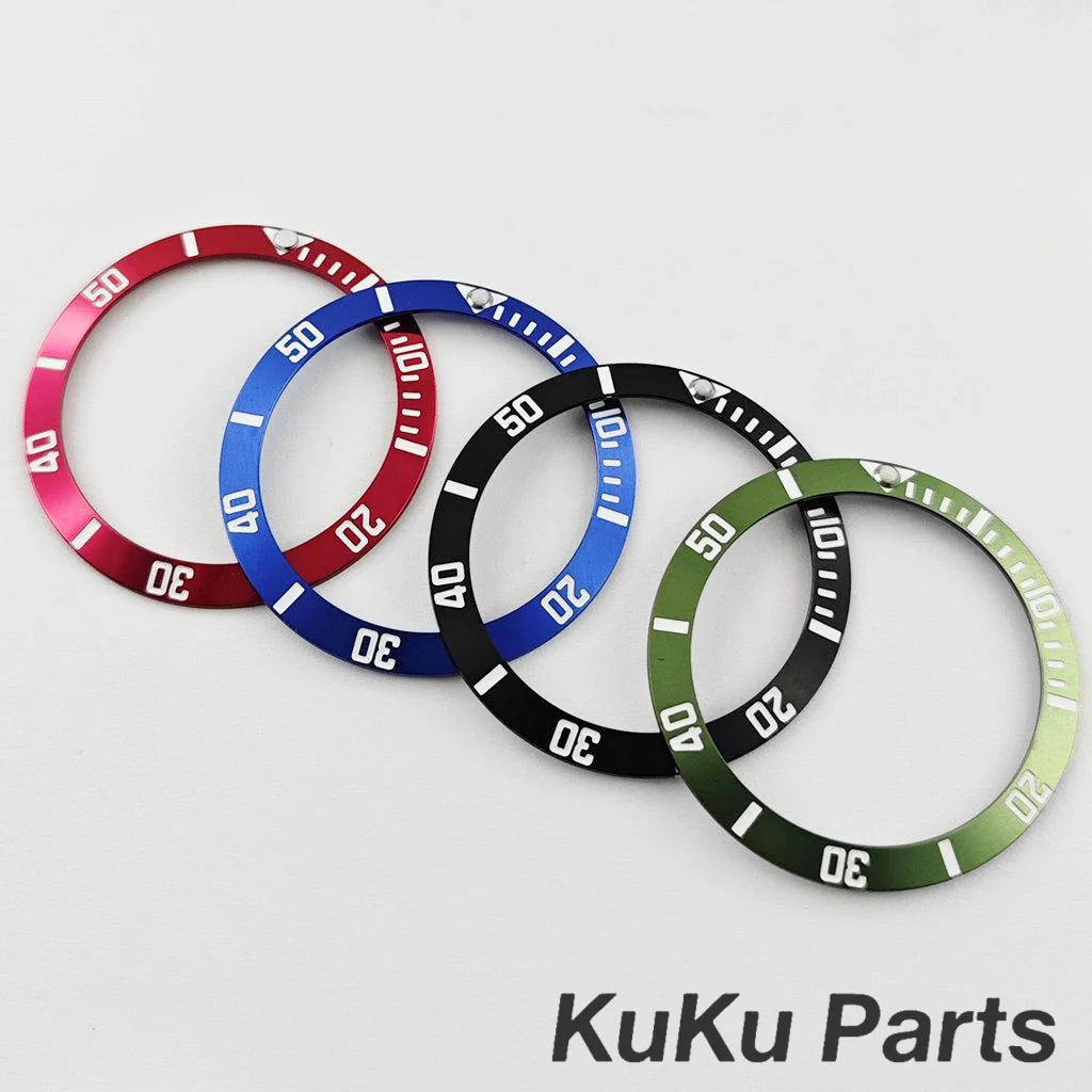 38 مللي متر المنحدر الغوص ساعة ألومنيوم إدراج ساعة استبدال ساعة الحافة إدراج حلقة المنحدر NH35 NH36 NH34 الرجال ساعة جزء الملحقات