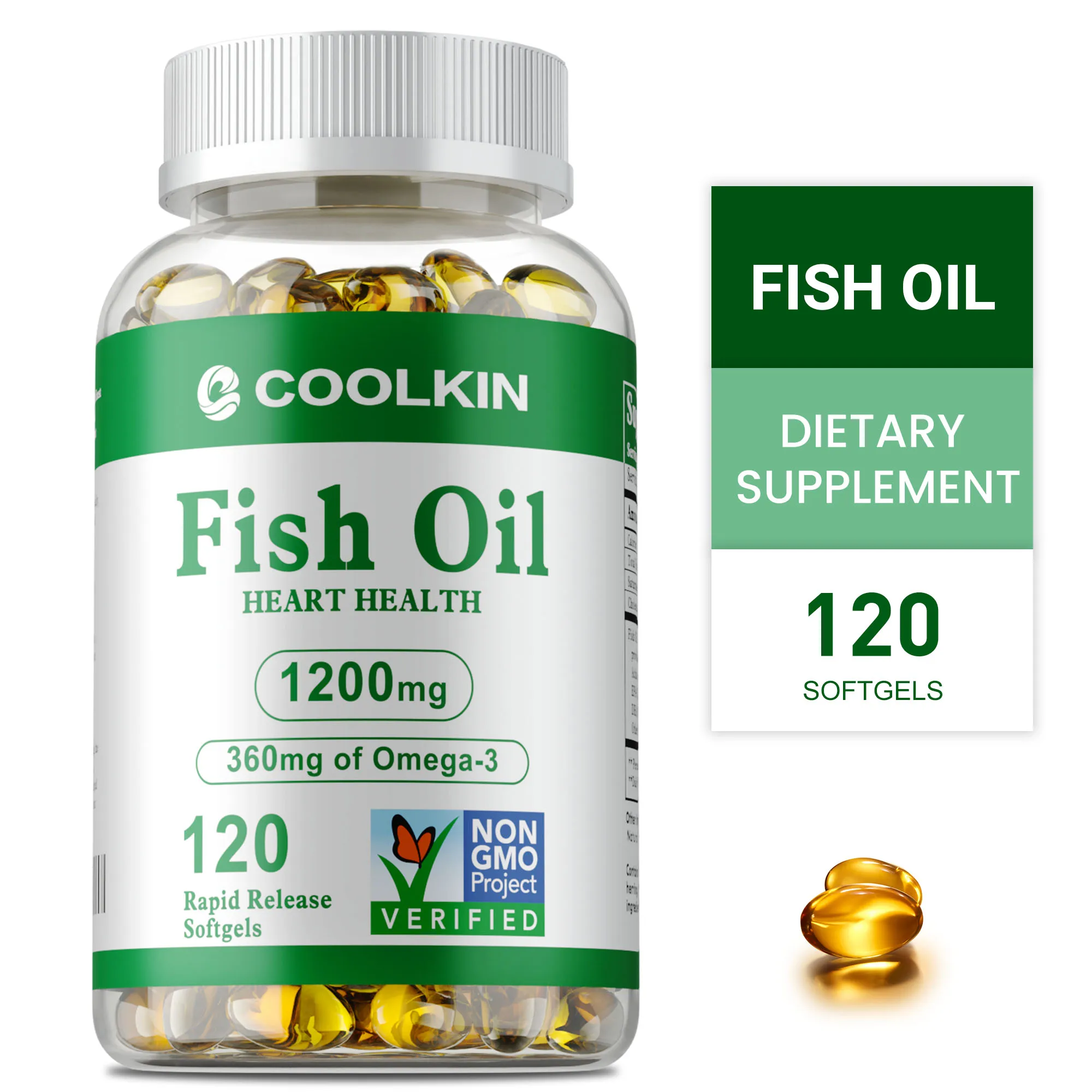 

Omega 3 Fish Oil Capsules - Support Brain and Nervous System Health, Promotes Eye, Skin & Cardiovascular Health, Immune Support
