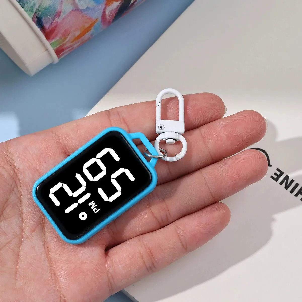 1/4 قطعة سلسلة مفاتيح LED ساعة جيب شاشة ديجيتال ساعة إلكترونية للشباب الطالب حقائب الظهر مفاتيح قلادة ساعة الحاضر #4