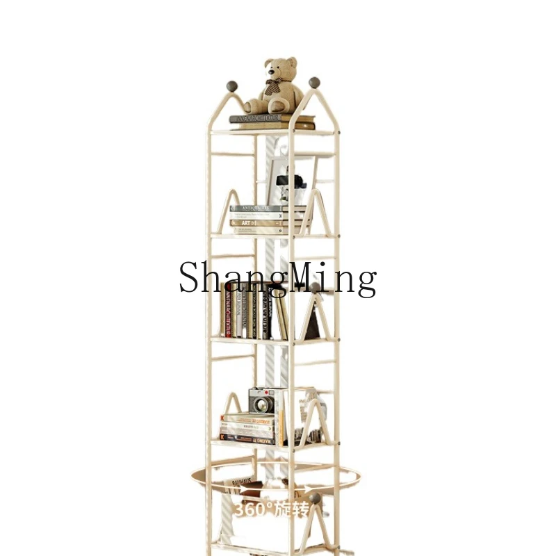 

ZYH floor-to-ceiling simple wrought iron desk storage, narrow shelf, movable corner bookcase