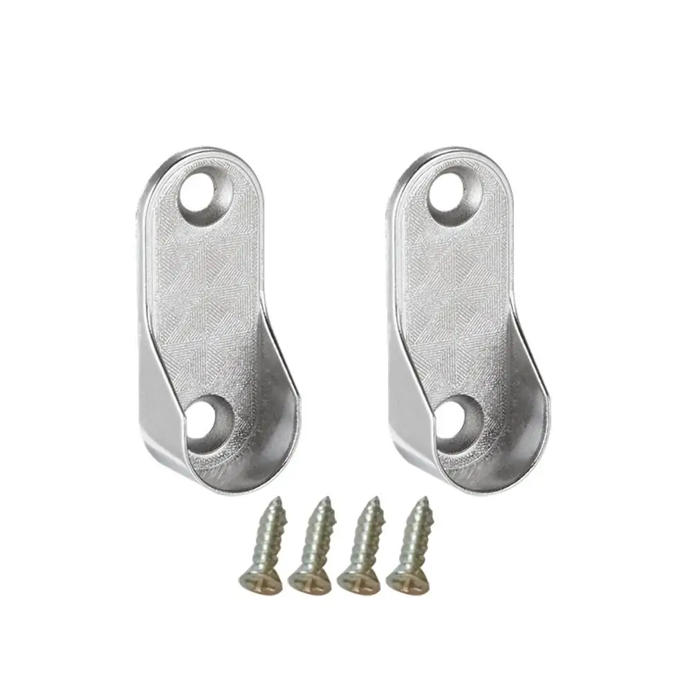 

6 Pcs Wardrobe Brackets Closet Chrome Ends Support Oval Rod Furniture Hardware Accessories Clothes Holder Cast Metal