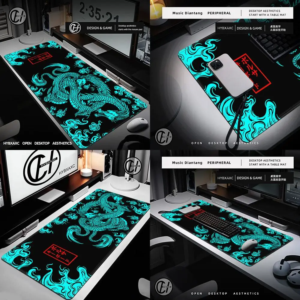 

80x30 см коврики для клавиатуры с замком, большой офисный нескользящий коврик для компьютерной мыши, японский художественный коврик с драконом, геймерский домашний коврик для мыши на заказ