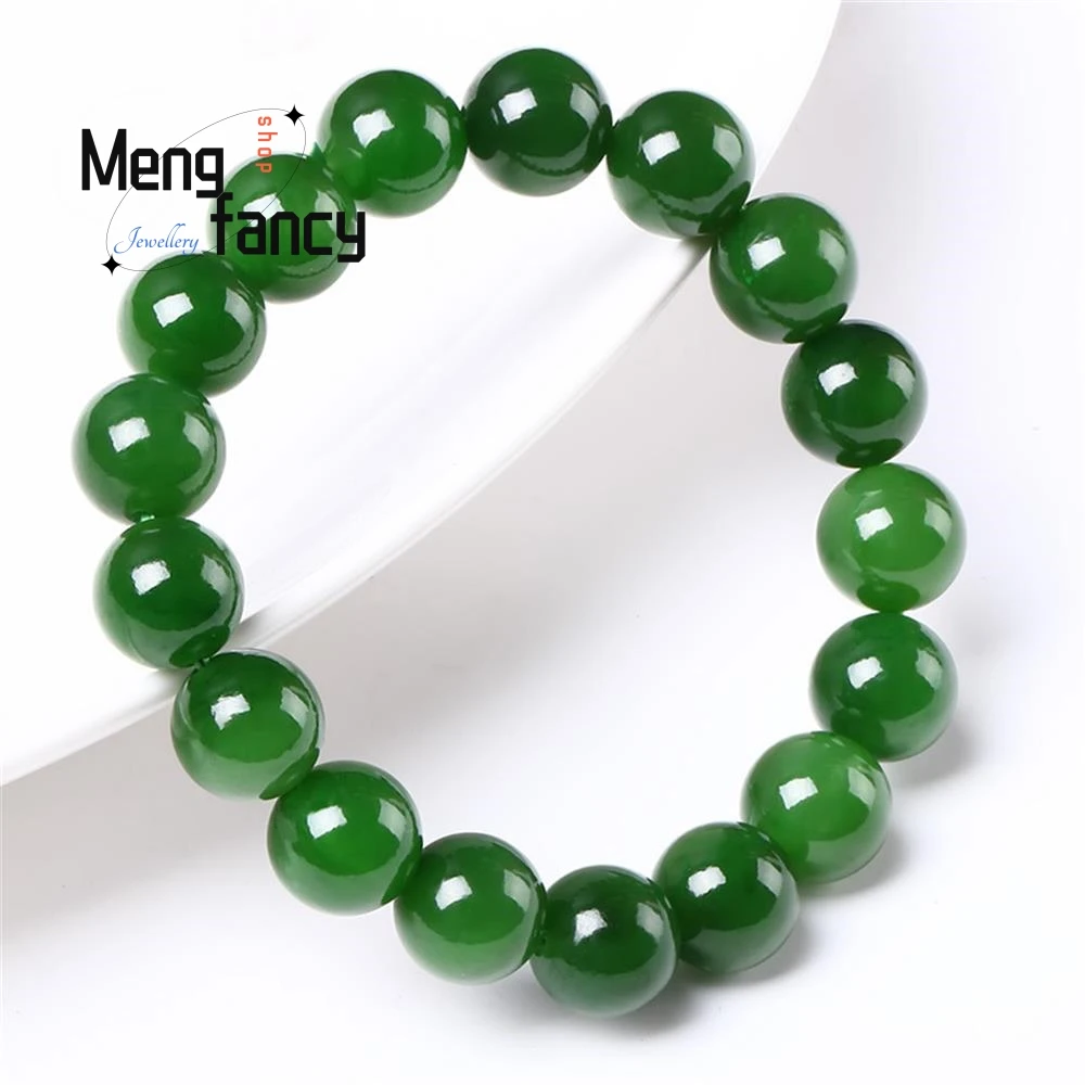 Natural Hetian Jade Jasper Elastic Bracelet Charms Luxury Fine Jewelry Couple Personalized Beaded Bangle Men Women Holiday Gifts