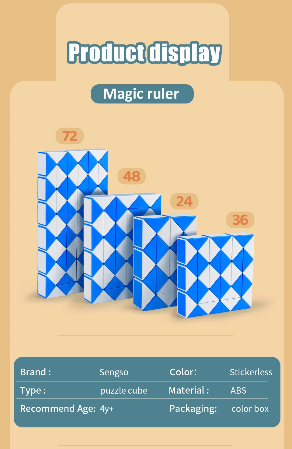 Magic Snake Toy 24/36/48/72-Segment Twist Snake Transformable Puzzle Kreative Formen Kinder Frühes Lernspielzeug – Detail 6