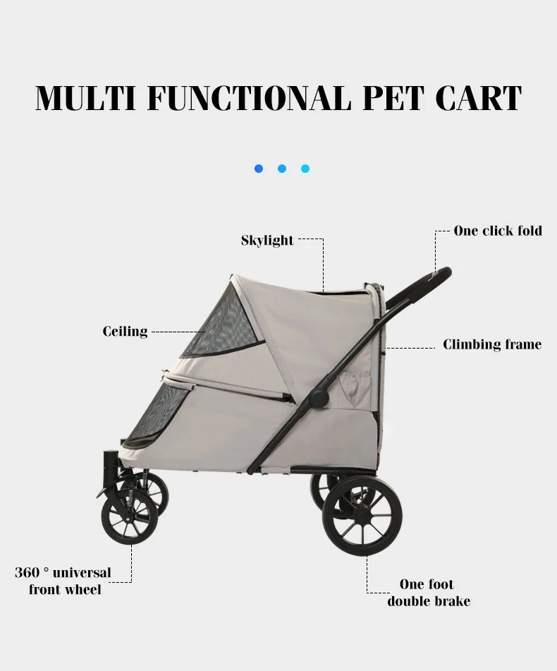 Customization 4-Wheel Lightweight 3-in-1 Shock-Absorbing Compact Foldable All-Terrain Dog Stroller