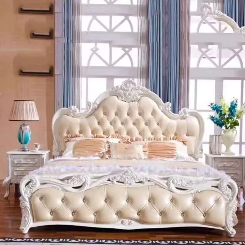 

Nordic Designer Luxury Aesthetic Bed Frame King Size High End Twin Double Bed Frame Faux Leather Cama Matrimonial Home Furniture