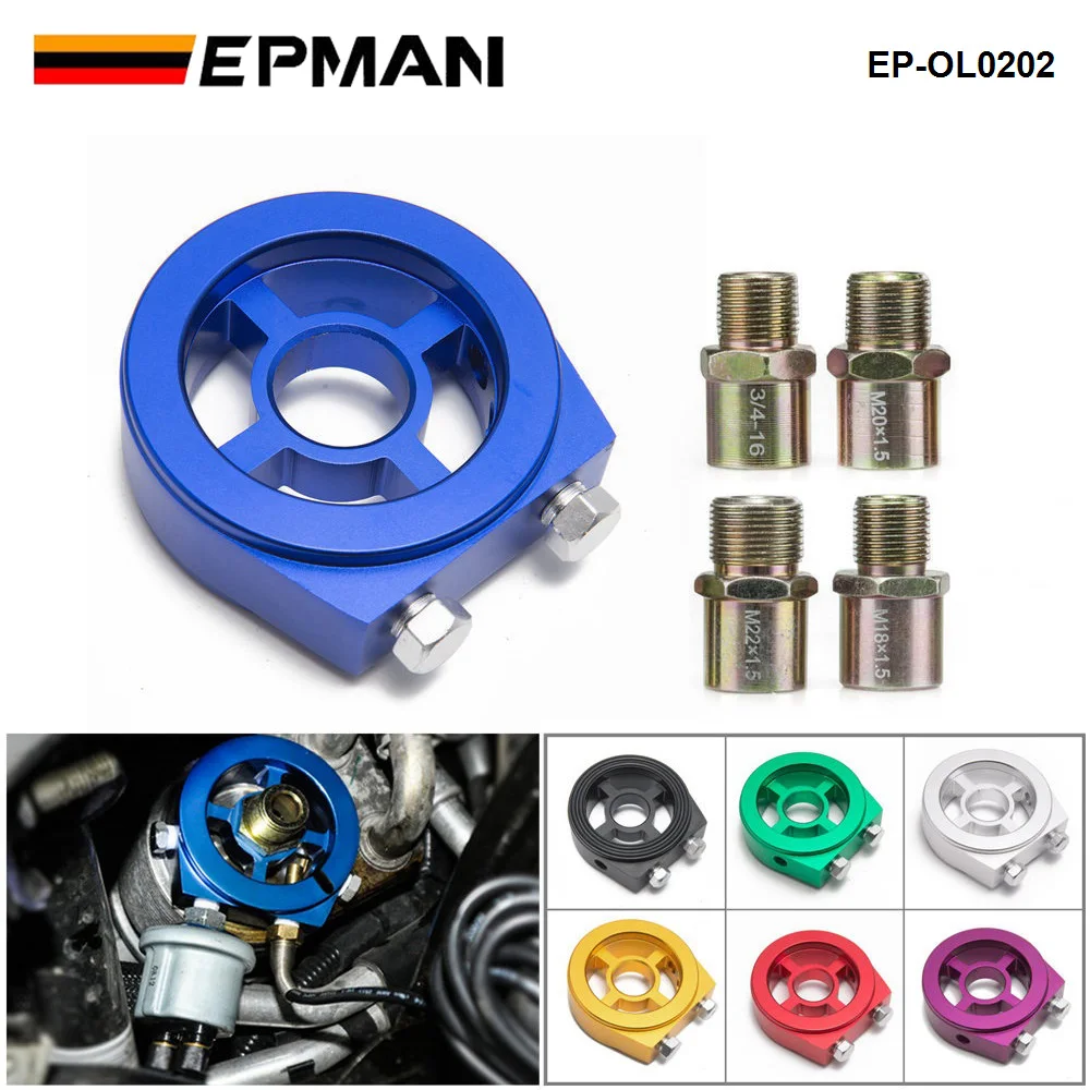 EPMAN Universal Oil Filter Cooler Sandwich Plate Adapter M22*1.5 Or M20*1.5 Or M18*1.5 Or 3/4-16 Oil Adapter EP-OL0202