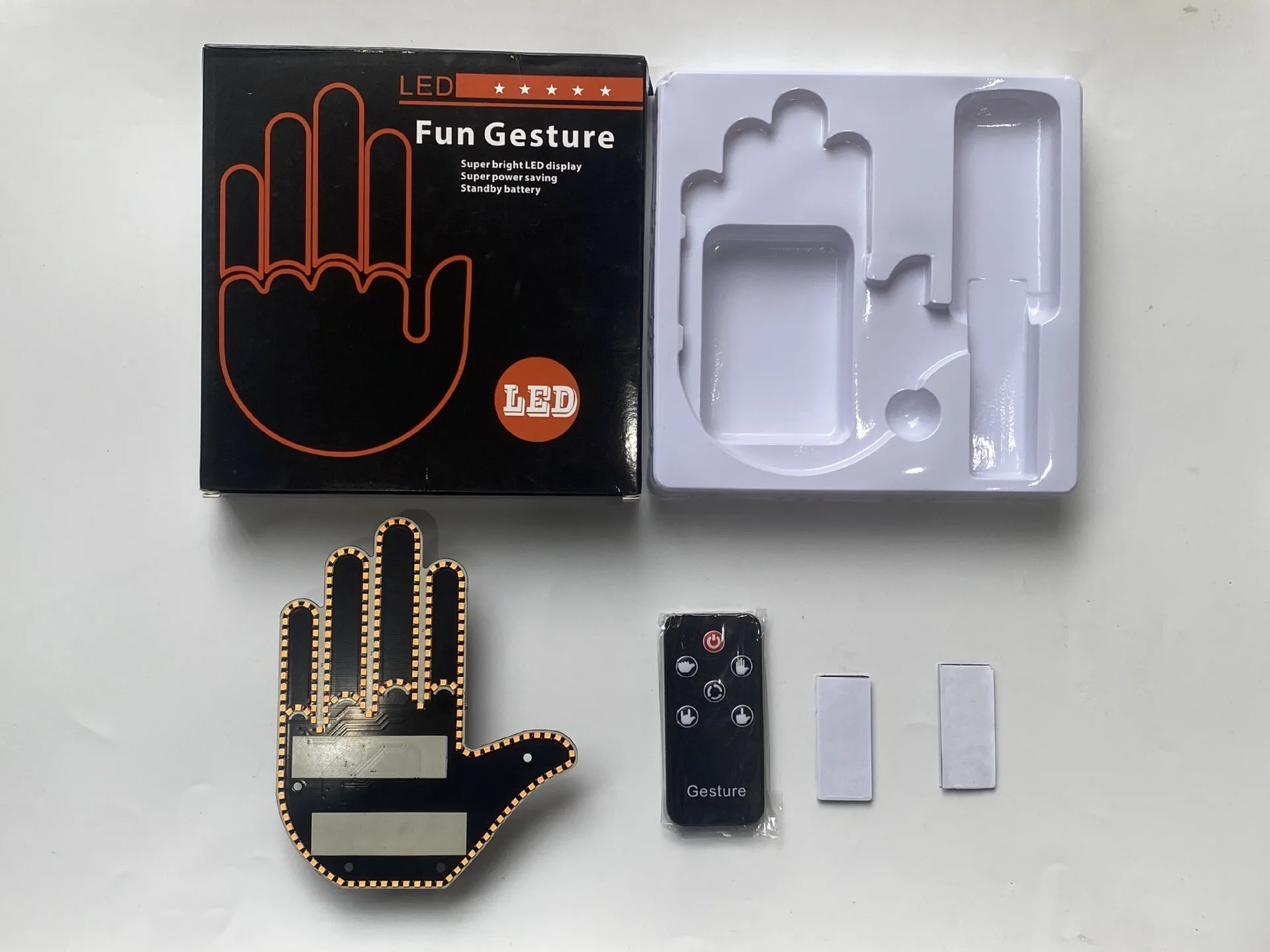 Car LED Finger Lights Funny Car Interior Light With Remote Control Rear Window Multi-function Warning Reminder Lamp Accessories