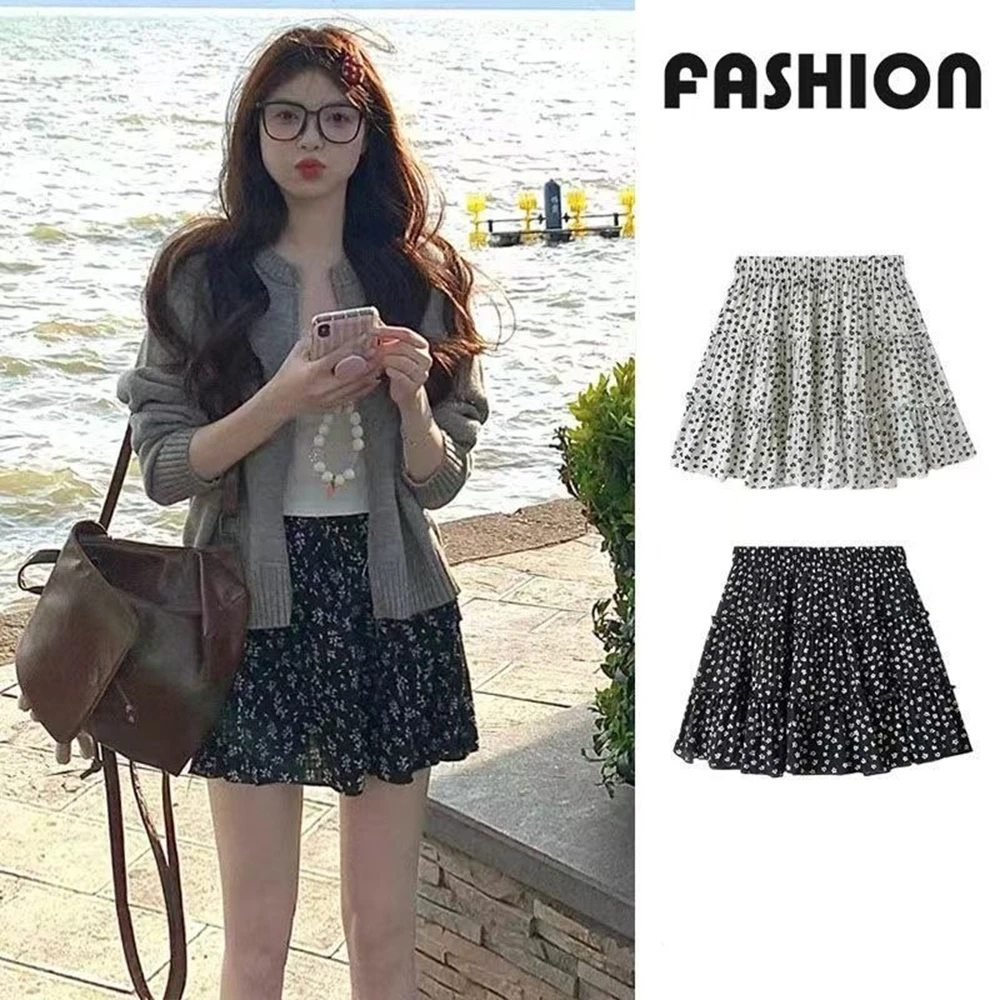 Womens Polka Dot Half Skirts New Style High Waist Temperament Trend Fashion A-line Skirt Loose Short Skirt Cake Half Skirts