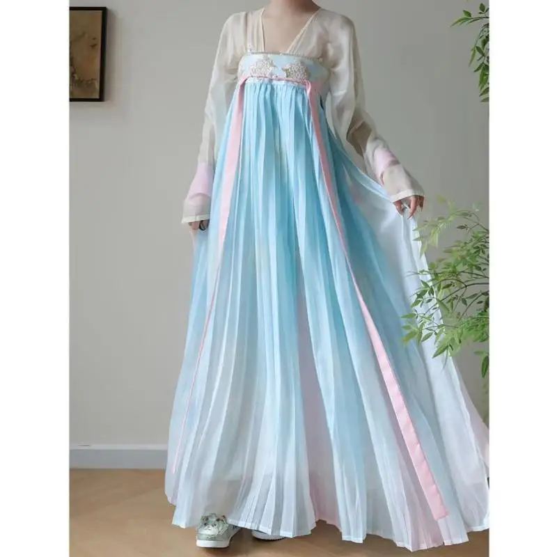 

Ретро костюм Тан, женский костюм Hanfu, Новое поступление, трансграничный повседневный комплект спортивной одежды, брюки, футболка Seven-Quarter Sve