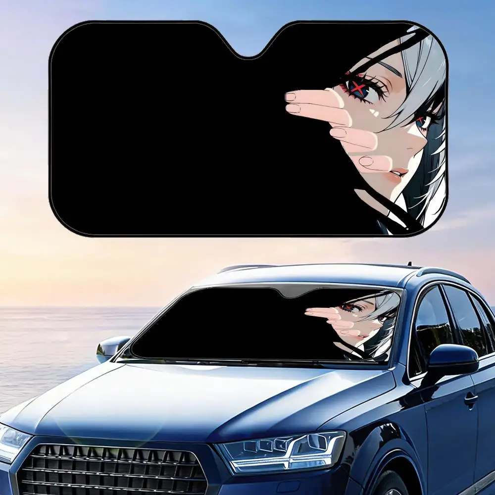

Cool Girl Sun Visor Car Sun Shade Windshield Cover UV Protection Aluminum Foil Reflective Heat Insulation Foldable Reusable