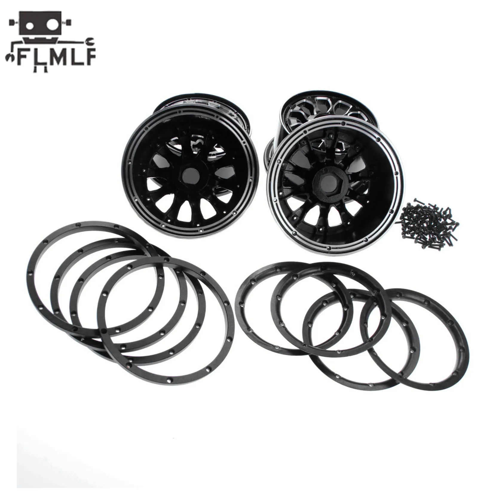 Rc Car Metal Wheel Hubs with Beadlocks Ring Set for 1/5 HPI ROFUN BAHA ROVAN KM BAJA 5B 5T Truck Parts