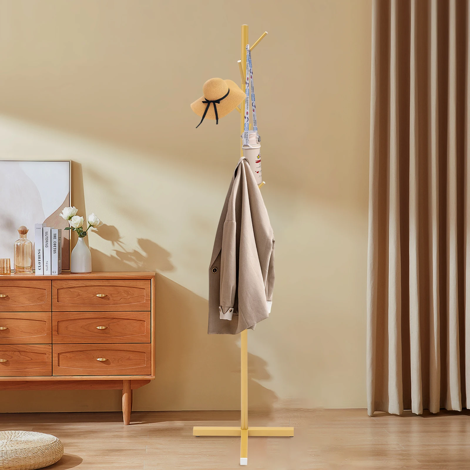 

Coat Rack Stand Freestanding Coat Rack with 7 HooksTree-Shaped Coat Rack Gold