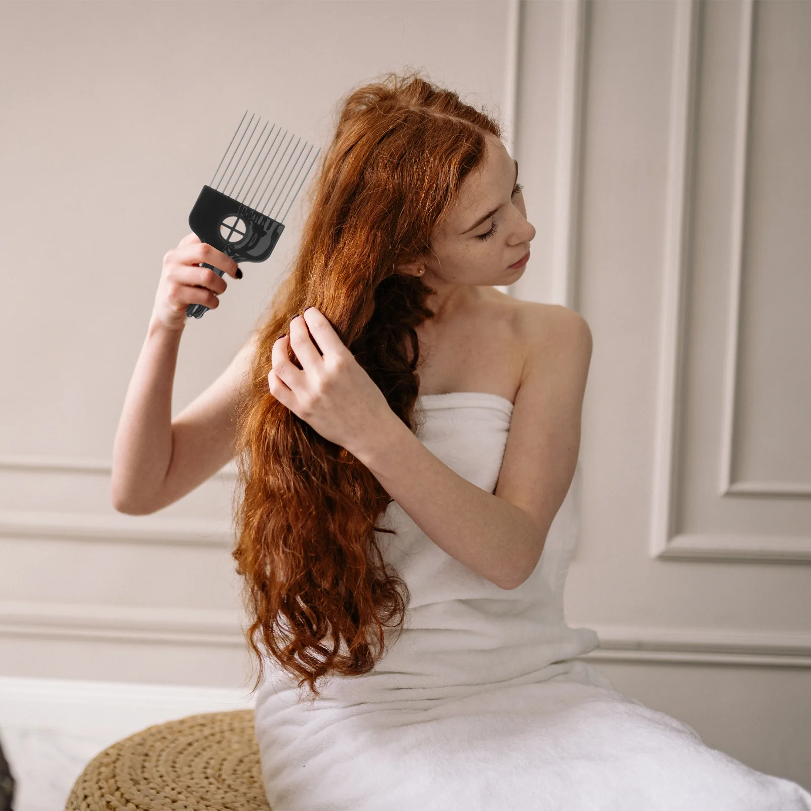 

2pcs Steel Needle Comb For Long Thick Curly Hair Afro Pick Lift Combs Hair Picks Women Men Parting Tool Barber Stylist