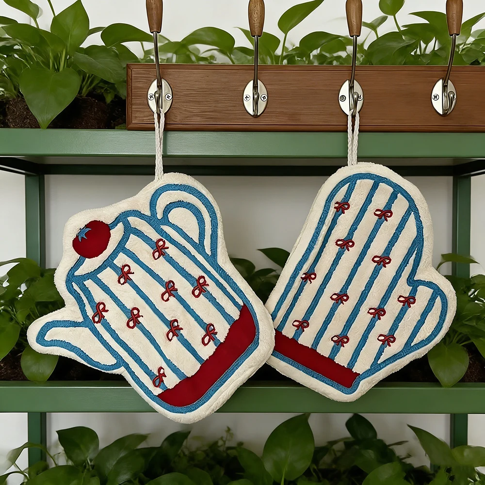 Cute Cartoon Hand Towel Absorbent Quick-drying Kitchen Towel Household Hanging Handkerchief Creative Wall Hanging Decorative Rag