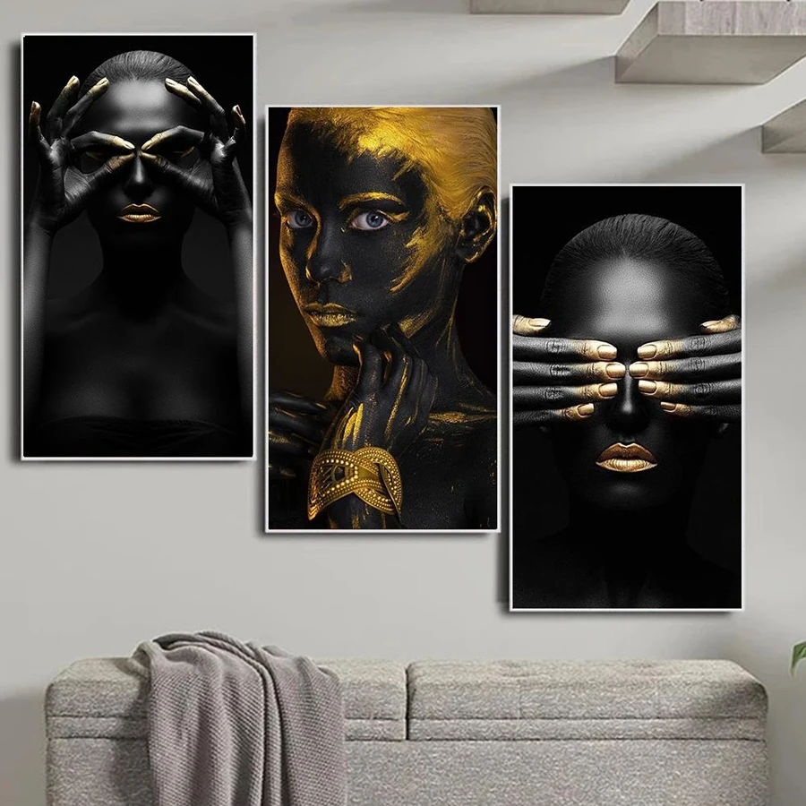 3 Piece Set African Women Large Diamond Painting Triptych Black Woman Diy Full Embroidery Mosaic Art Pintura De Diamante AA5090