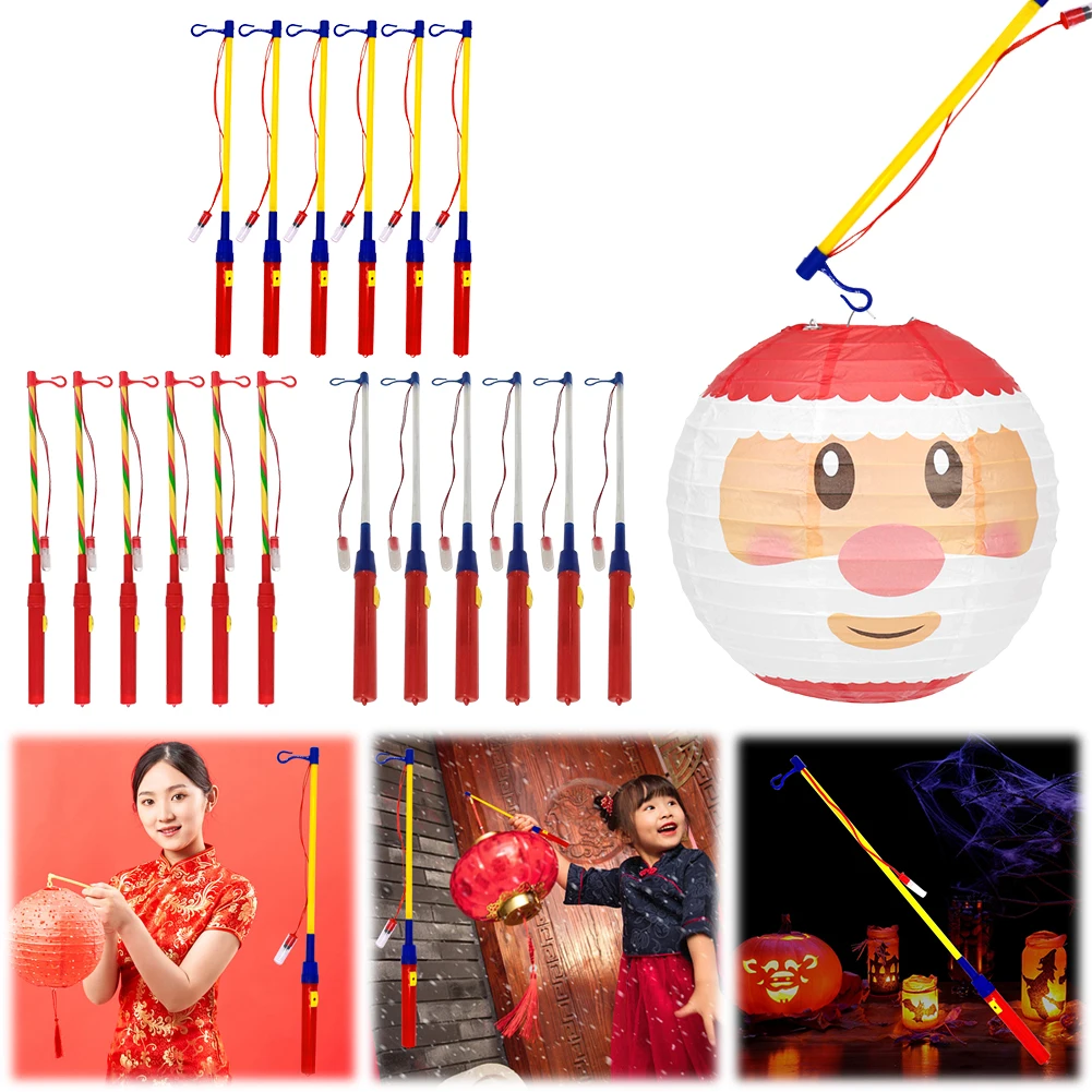 

6Pcs LED Lantern Sticks Chinese Lantern Hanging Stick 40cm Lantern Pole Battery Operated for St Martin's Day Costume Parties