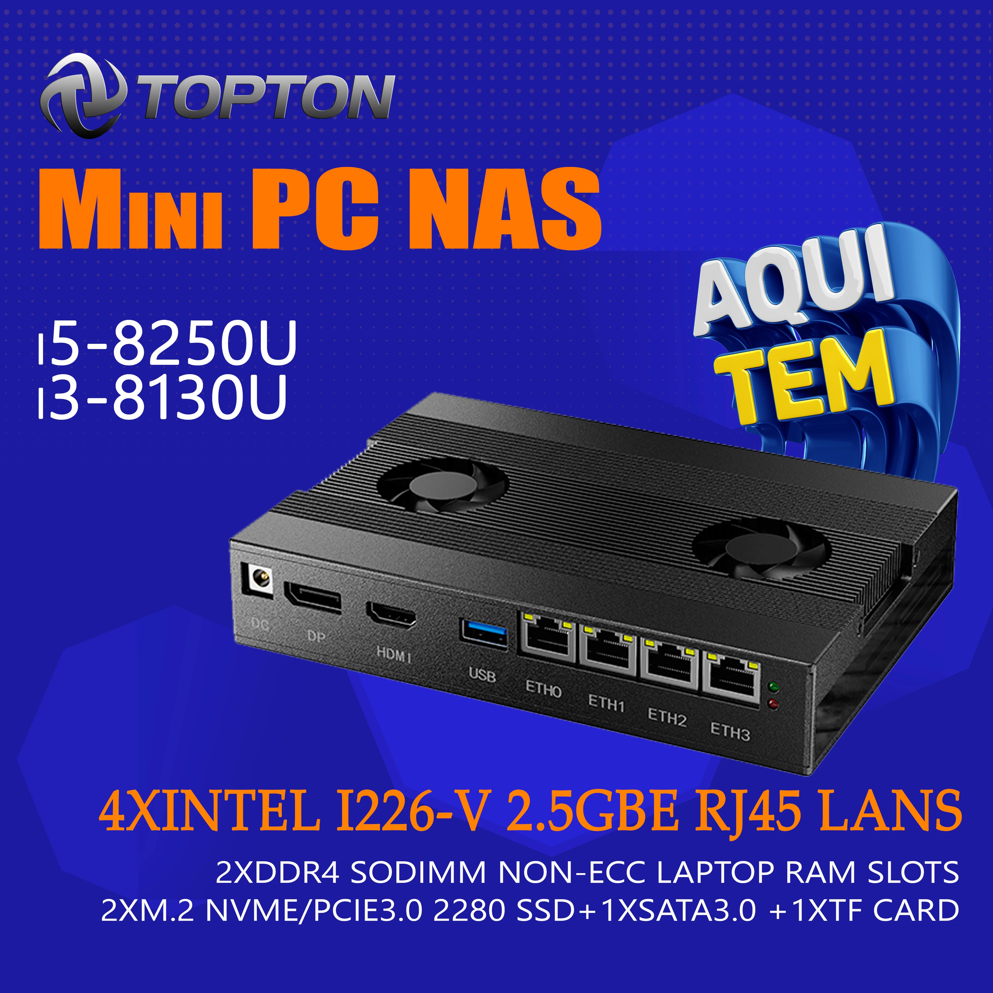 2025 Intel i5-8250U i3-8130U Mini PC Micro Firewall Apparecchio 4 * i226 Porte LAN Alimentazione su Ethernet Mini Computer Server domestico