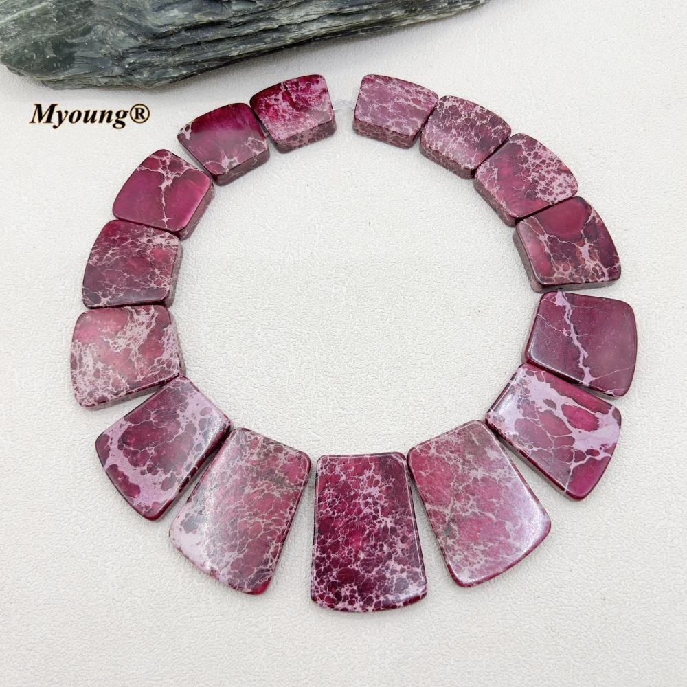 Graduated Sector Shape Multicolor Imperial Jaspers Slice Slab Pendant Beads For DIY Jewelry Making MY230618