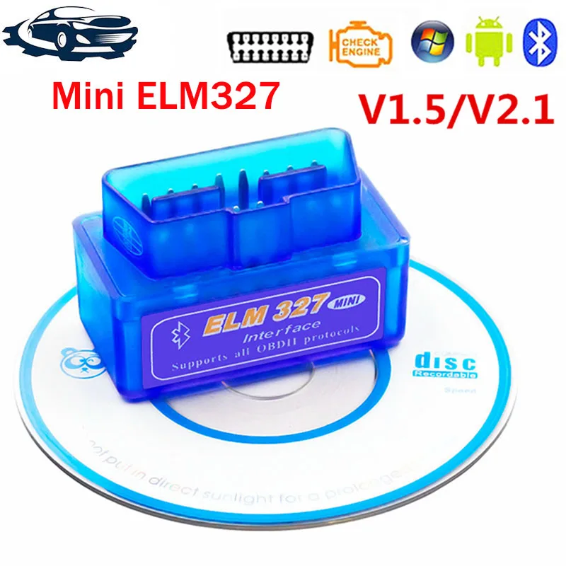 Super Mini Elm327 Bluetooth OBD2 V2.1 Elm 327 V 1.5 OBD 2 Auto Diagnostic Scanner For Car Elm-327 OBDII Code Diagnostic-Tools