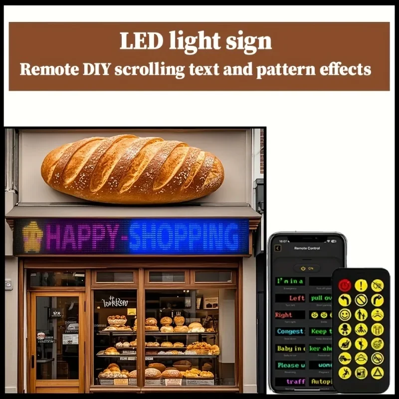 LED para parabrisas de caminhão y carro luz noturna, pantalla LED flexível programável DIY para acessórios de carro e caminhão