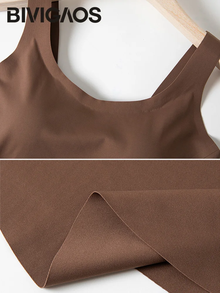 BIVIGAOS Summer Seamless U-shaped Sports Vest Women Chest Pads Integrated Basic Camisole Underwear Casual Sexy Fitness Tank Top