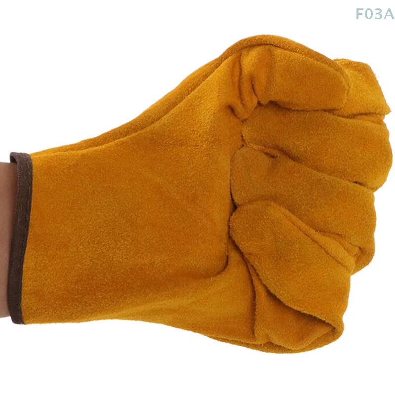 1 Pair Soft Cowhide Driver Hunting Driving Farm Garden Welding Security Protection Safety Mechanic Glove Men Work Gloves