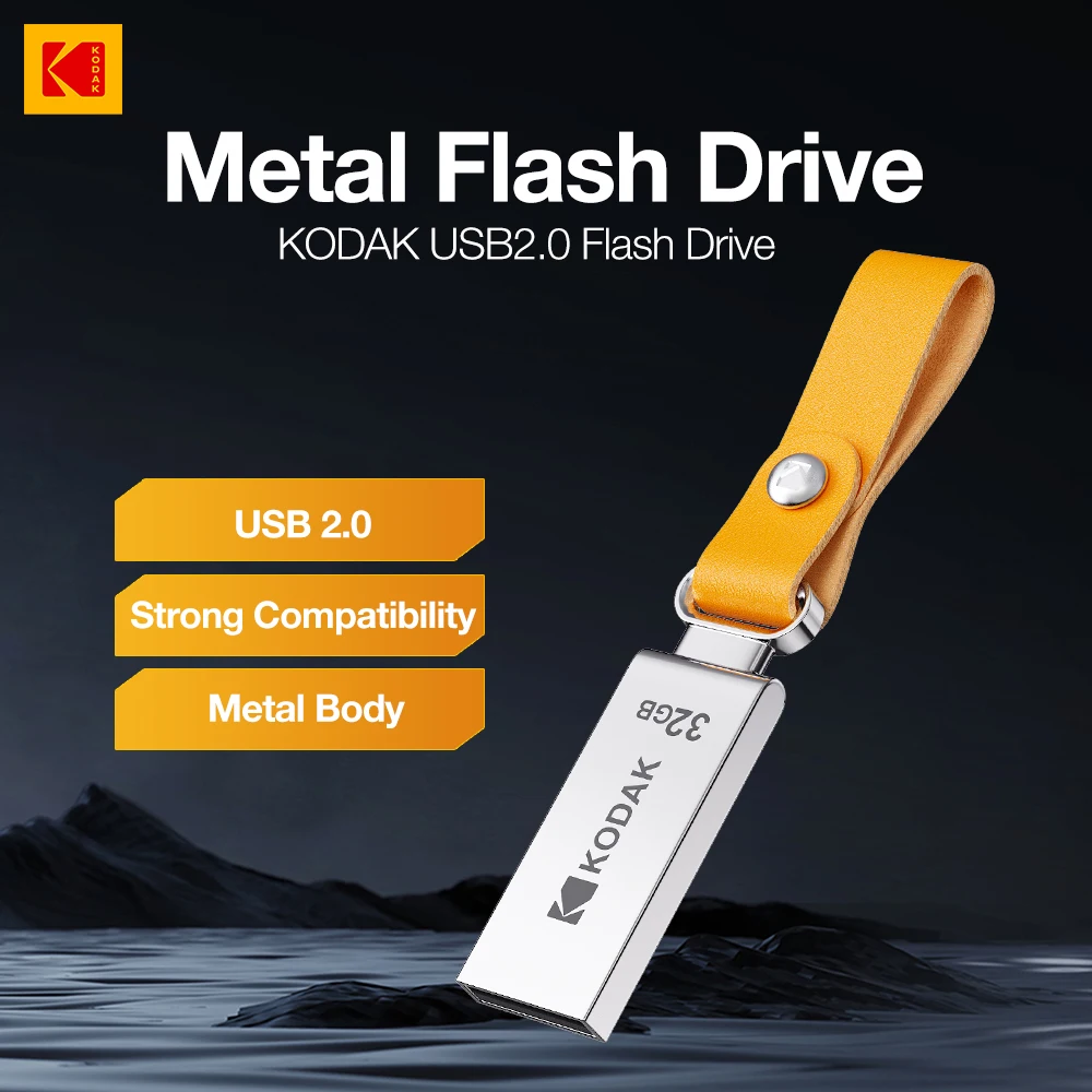 KODAK K122 Mini unità flash USB in metallo Cordino per chiavi Pen Drive USB 2.0 Thumb Drive 32 GB 64 GB per laptop per auto Destops MacBook