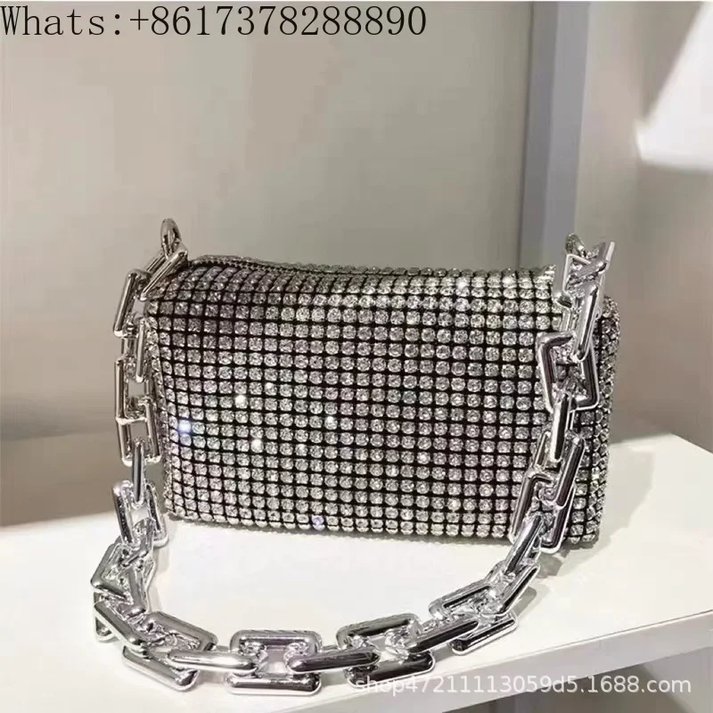 

Water Diamond Bag 2024 New Trendy and Fashionable Underarm Bag Full Diamond Handheld Crossbody