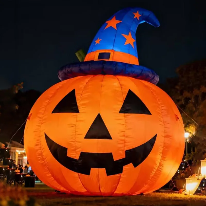Citrouilles gonflables avec souffleurs, accessoires lumineux décoratifs pour événements carrés et centres commerciaux extérieurs sur la Journée d'Halloween