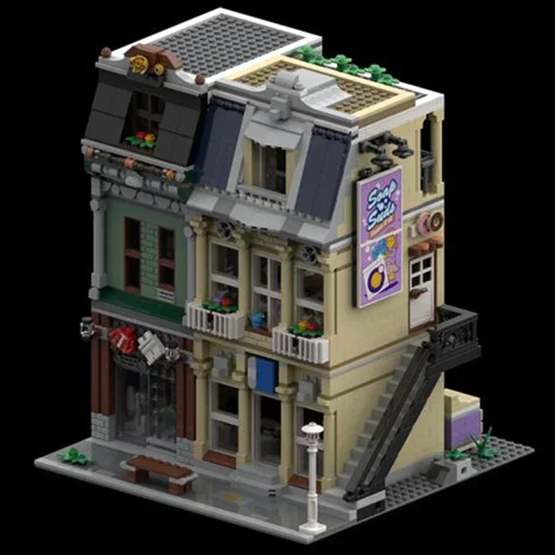 Moc Building Blocks Modular Street View Electronic Store Technical Bricks DIY Assembly Construction Toys For Childr Holiday Gift