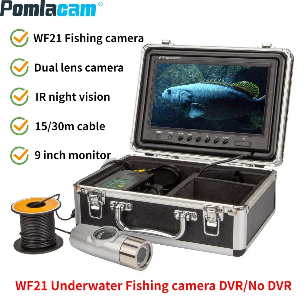 

WF21 Underwater camera Dual lens camera HD 1000TVL 9inch Monitor IR night vision 8 LED Fishfinder Video Camera