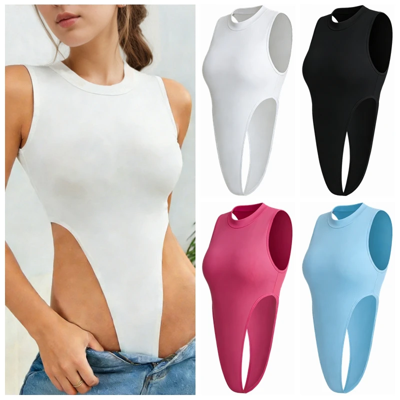 

Womens Clothing Midriff Costume Bodysuit Sleeveless Slim Stretchy Tank Top Rompers Sexy Style Flattering For Party Playsuits 38b