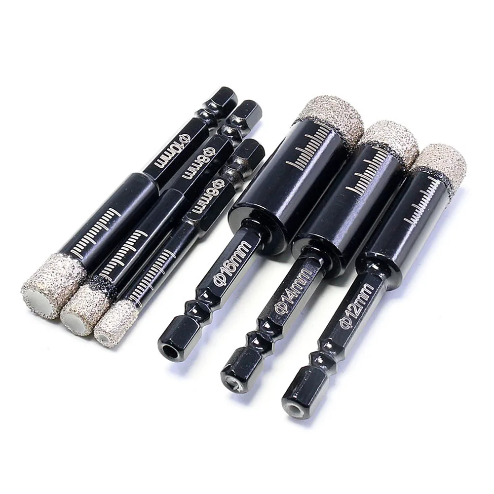 1Pcs Brazed Diamond Drill Bit Stone Hole Opener Saw Cutter 1/4'' Hex Shank Dry Drill Granite Marble Concrete Tile Ceramic Tool