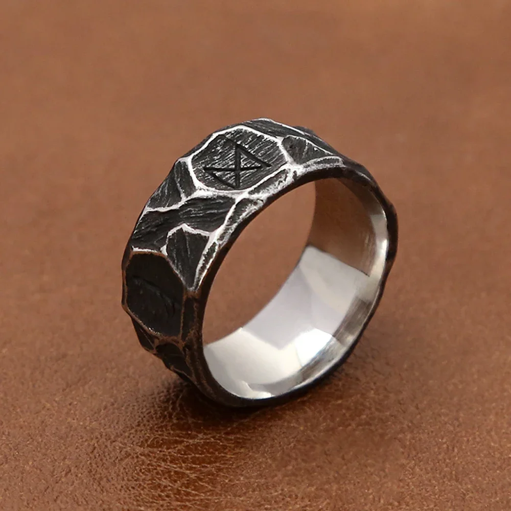 بسيطة موضة الشمال فايكنغ رون الدائري الهيب هوب 316L الفولاذ المقاوم للصدأ تميمة الدائري للرجال النساء Vintage مجوهرات هدية اكسسوارات