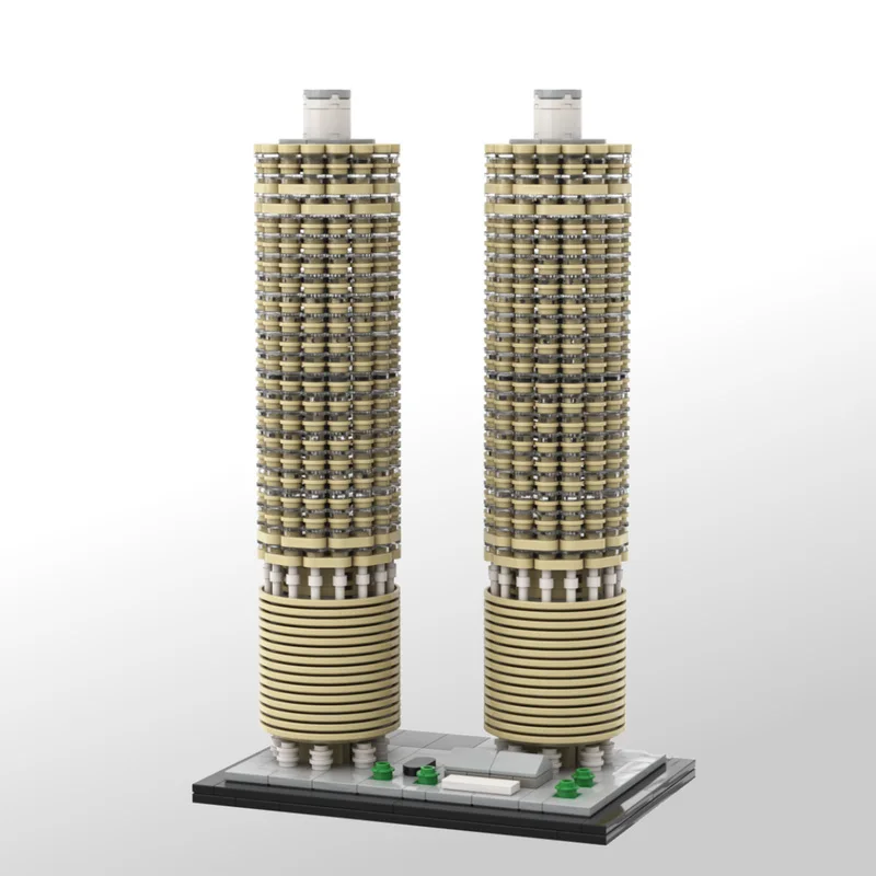 مخصص MOC اللبنات لعبة ناطحة السحاب سلسلة شيكاغو Waterfront City 1:800 مقياس نموذج 1560 قطعة هدايا العيد الإبداعية