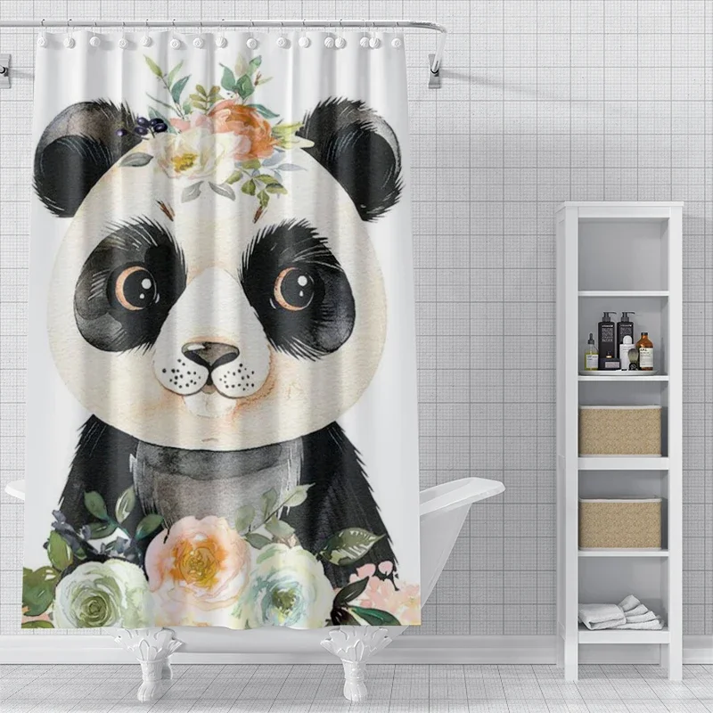 

Панда Кролик, Кошка, Лев, Животное Занавеска Для Душа Водонепроницаемая Тканевая Занавеска Для Ванной Комнаты Аниме Животный Стиль Современная Занавеска Для Душа