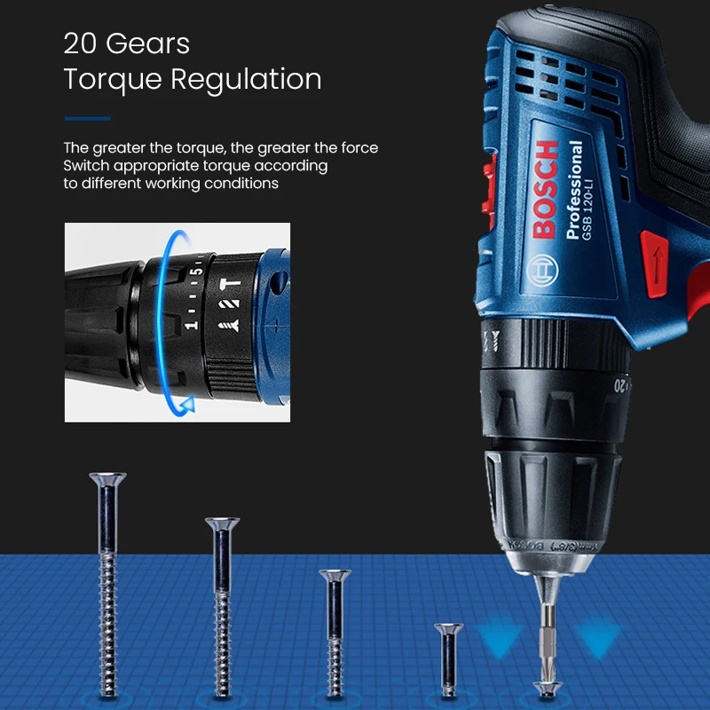 Bosch GSB 120 Electric Drill with 2 Batteries Cordless hand drill for home use Electric screwdrivers power tool