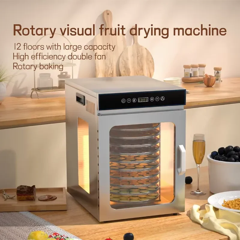 Déshydrateur alimentaire électrique rotatif à 12 plateaux pour la transformation des fruits et légumes, OEM disponible