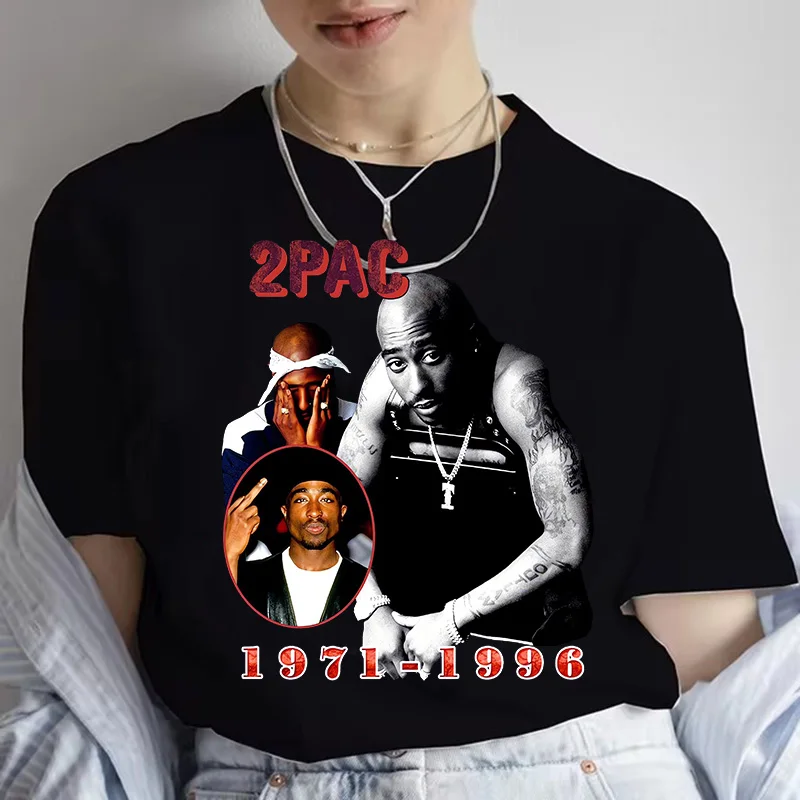 Cool 2024 Summer Fashion T-shirt Rapper Tupac Tops Hip Hop Streetwear Short Sleeves Tee Shirt  Women T Shirt Female Tshirt