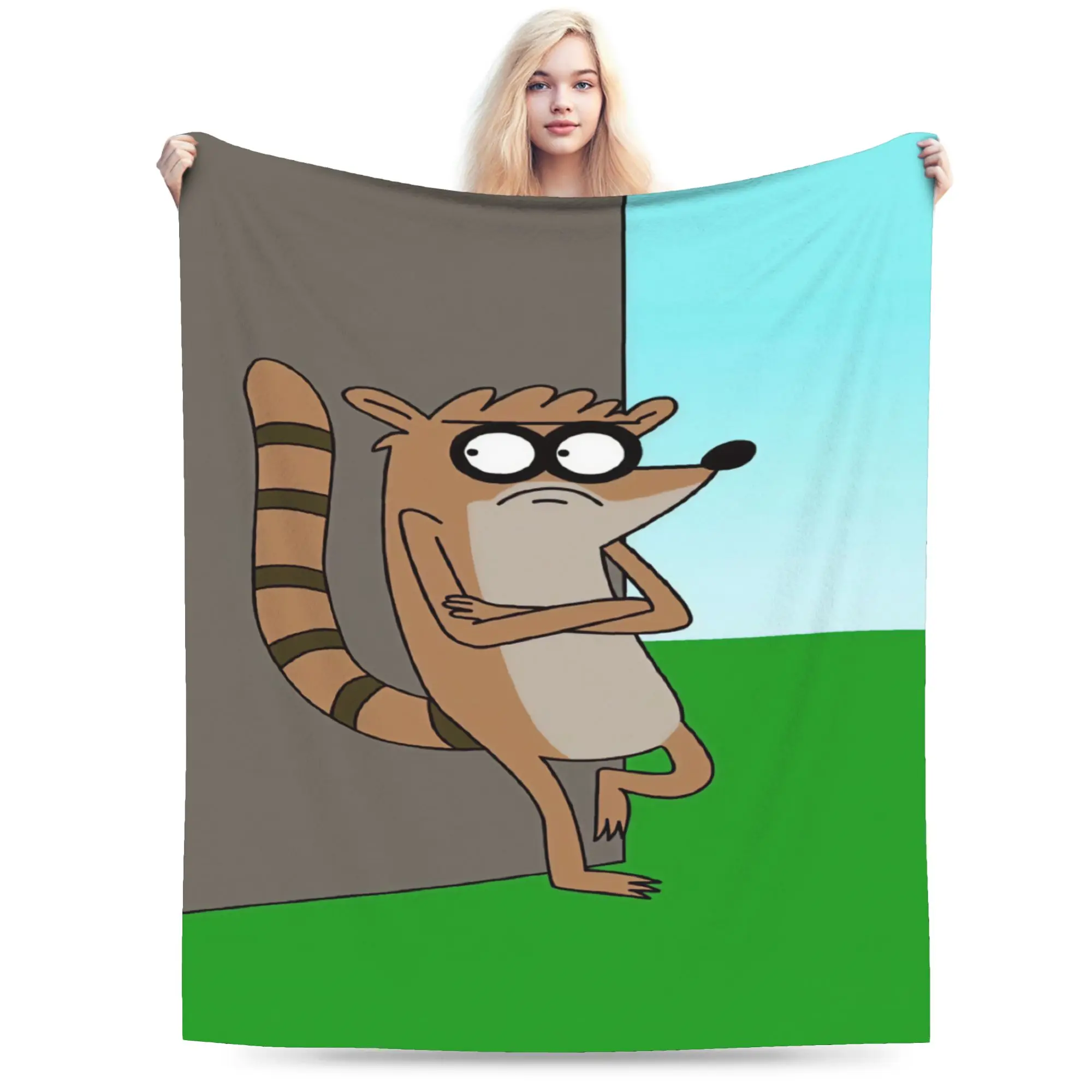 Mordecai And Rigby Regular Show Cartoon Flannel Blanket Soft Durable Throw Blanket for Bedroom Travel Bedspread Sofa Bed Cover
