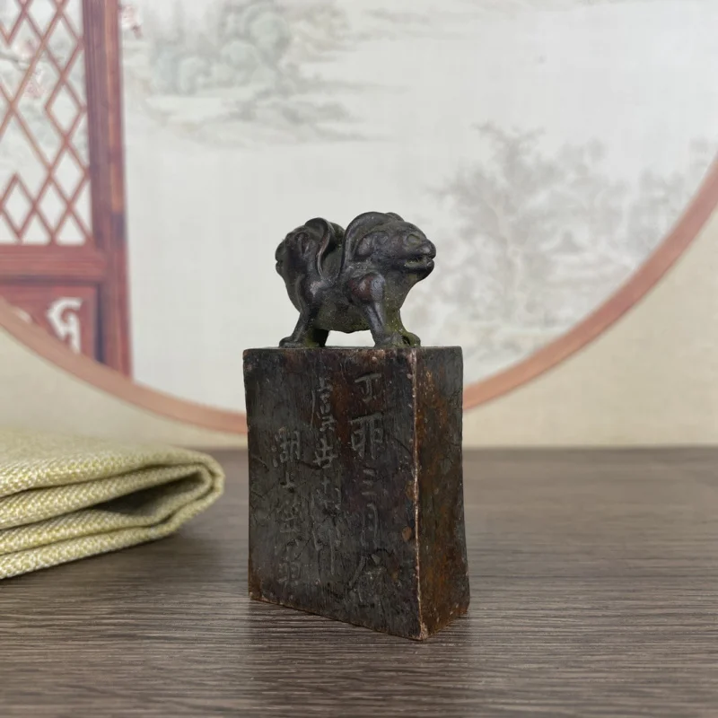 

Antique Style Double-Headed Solid Seal Ornament Chinese Collection Lake Shang Li Weng Seal Paperweight Gift