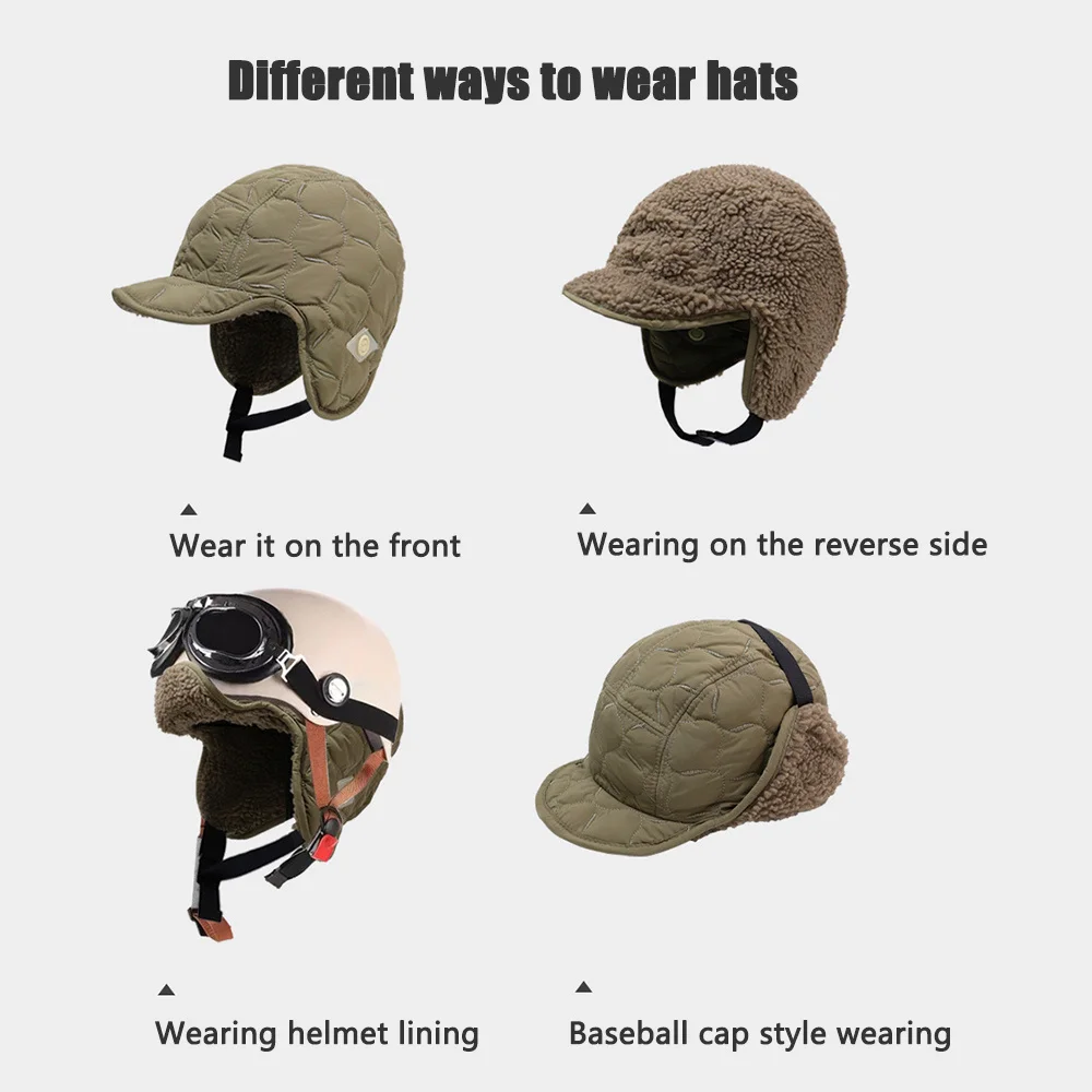 Winter Men Women Trapper Aviator Trooper Earflap Warm Waterproof Ski Down Hat Bomber Cap Ear Protectors Hats Reversible Wearable