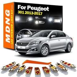 9Pcs LED Interior Light Bulb Kit For Peugeot 301 2013 2014 2015 2016 2017 Car Accessories LED Reading Dome Trunk Lamp Error Free