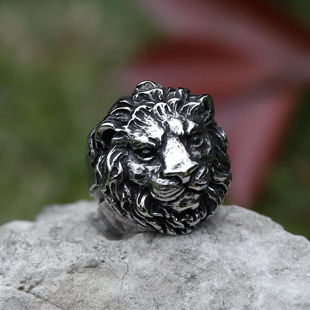 2022 NEW Men\'s 316L stainless-steel rings Dropshipping Fierce lion animal gothic punk Motorcycl Jewelry Gifts free shipping