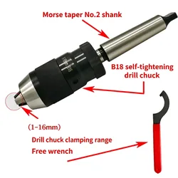 MT2-B18 1-16MM MK2 mandrel live core drill chuck durable taper steel self-tightening keyless accessory lathe tool