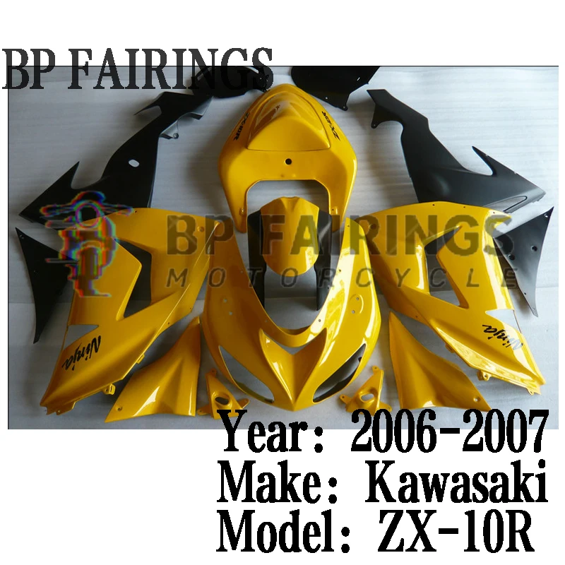 Fairing Kit For KAWASAKI NINJA ZX-10R Motorcycle Full fairings ZX10R 06 07 ZX1000 2006 2007 Bodyworks set Yellow